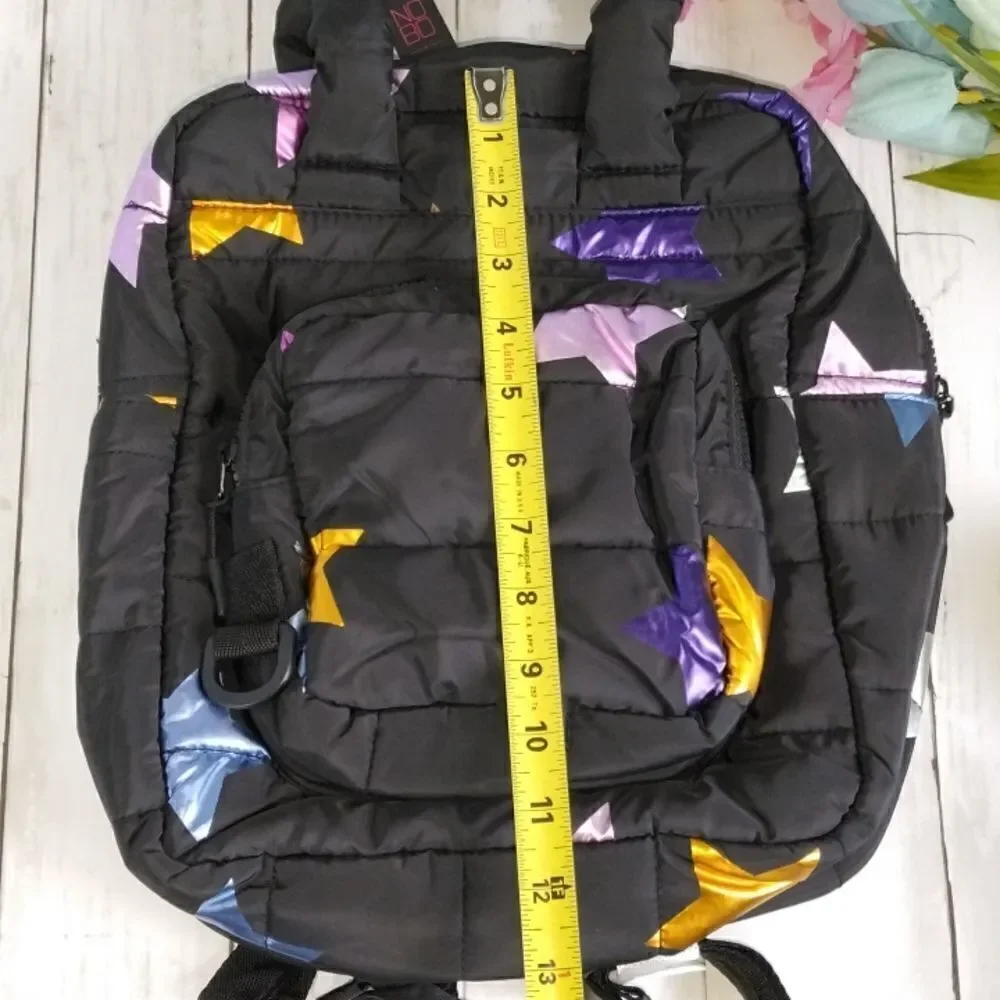 Small Star Print Quilted Backpack Bag Purse